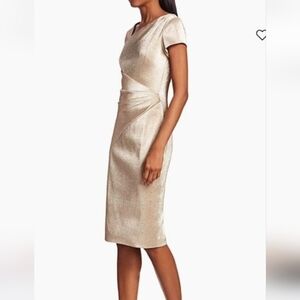 Theia Glittering Mini Dress in Champagne